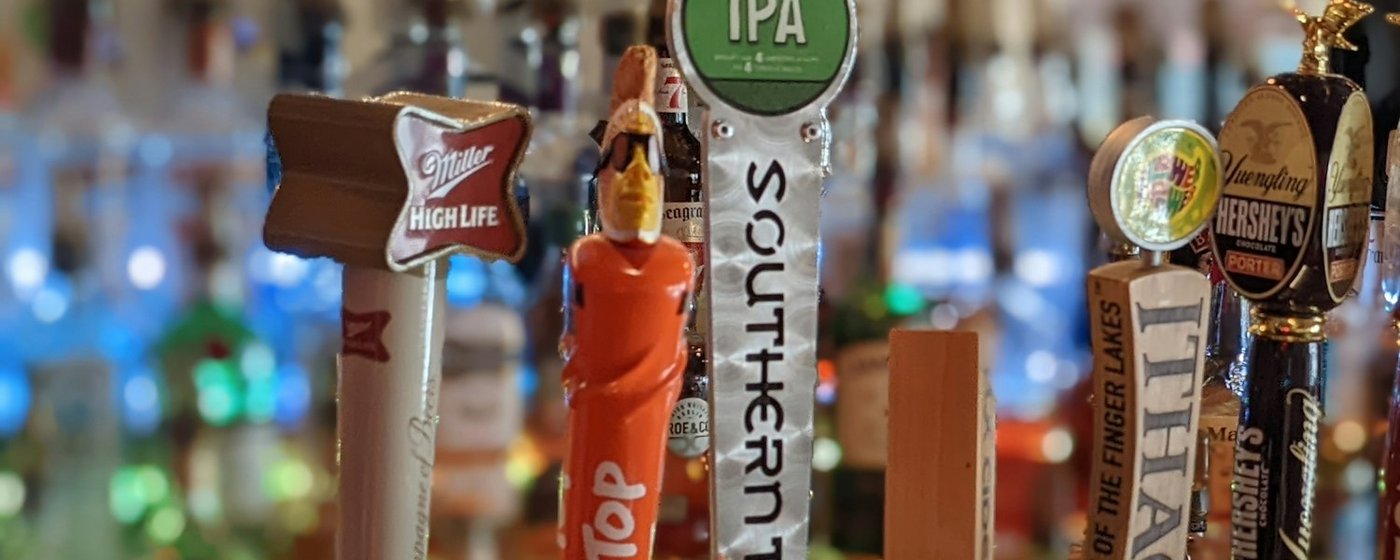 Pub bar with beer taps